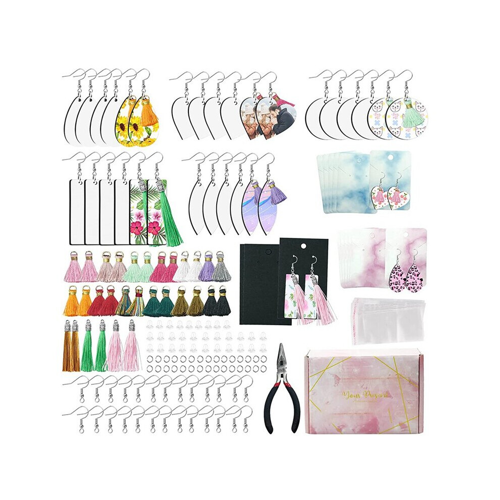 182Pc Sublimation Earring Blanks Products,Thermal Transfer Earrings Sets With Earring Hooks,For DIY Craft Jewelry Making