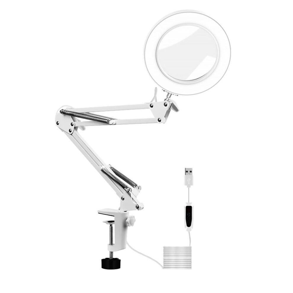 Light 5X Beauty Manicure Magnifying Lamp Swivel Arm Magnifier 105Mm Glass Lens