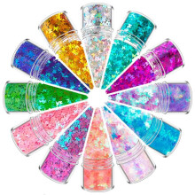 12 Colors Mixed Holographic Makeup Chunky Glitter Face Body Eye Hair Nail Epoxy Resin Chunky Hexagons Sequins