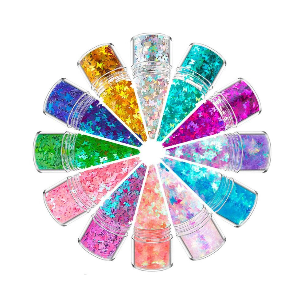 12 Colors Mixed Holographic Makeup Chunky Glitter Face Body Eye Hair Nail Epoxy Resin Chunky Hexagons Sequins