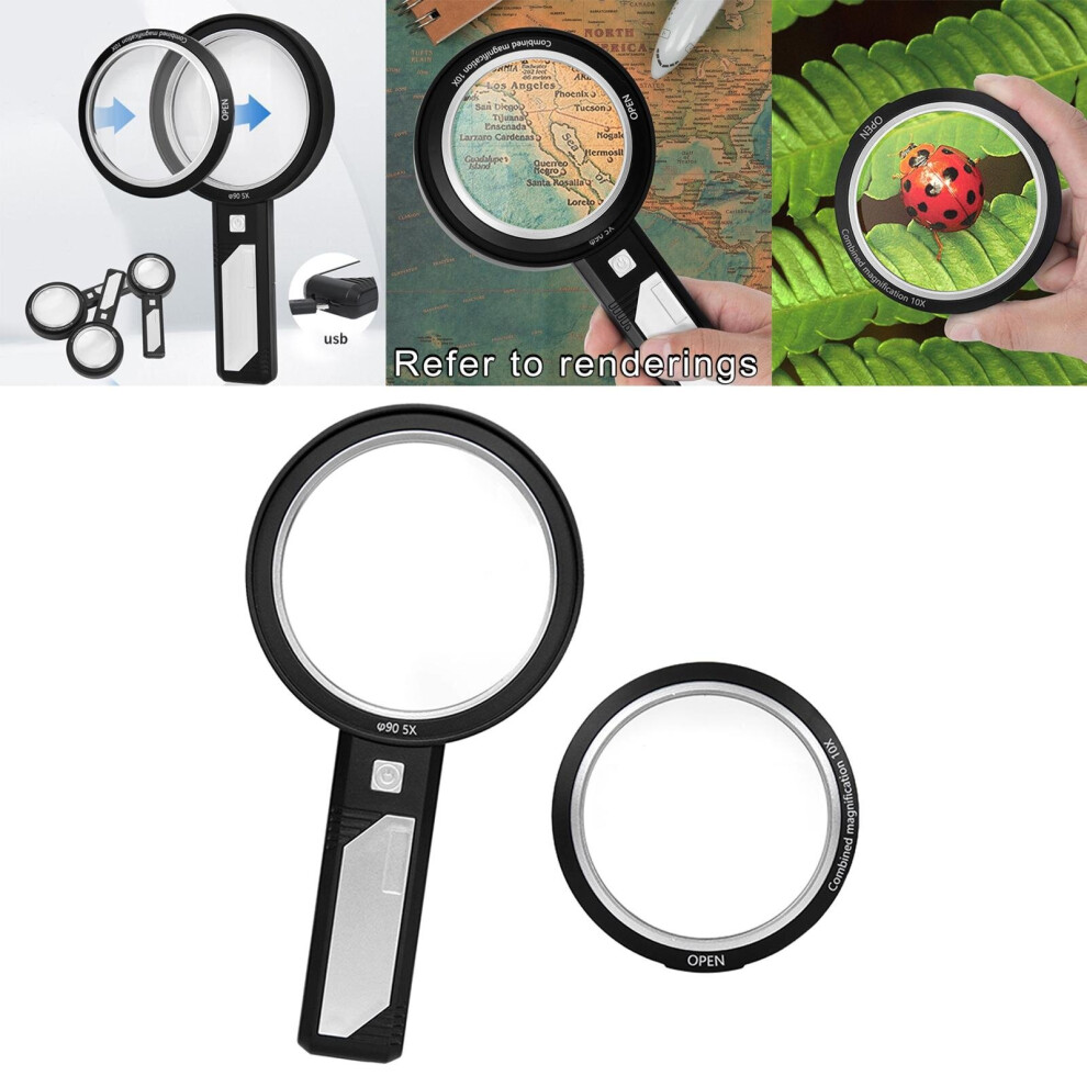 Magnifying Glass with Light 6 LED with 2 Lens LED Illuminated Magnifier for Repairing