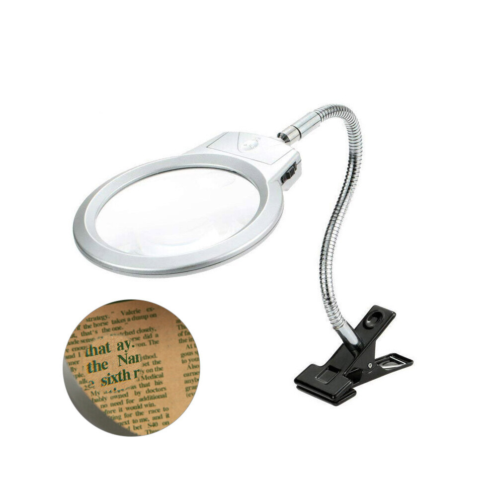 Clip On Desktop Illuminated Magnifier Magnifying Glass LED Lamp Clip on Magnifying Glass Loupe Metal Hose Reading Repair Tool
