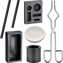 Graphite Torch Melting Casting Kit,2 Graphite Crucible Stir Stick, Quartz Crucible, Cylindrical Graphite, Tong For Melt