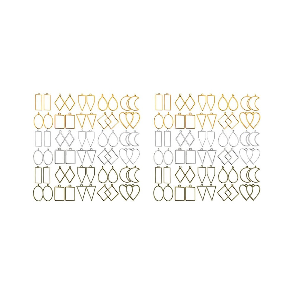 Open Bezels For Resin, 120Pcs Hollow Frame Pendants Resin Craft Bezels Jewelry Molds For Resin Casting, Necklaces Making