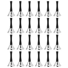 24 Pieces Hand Silver Steel Service Handbells Wooden Handle Diatonic Metal Musical Percussion ( White)