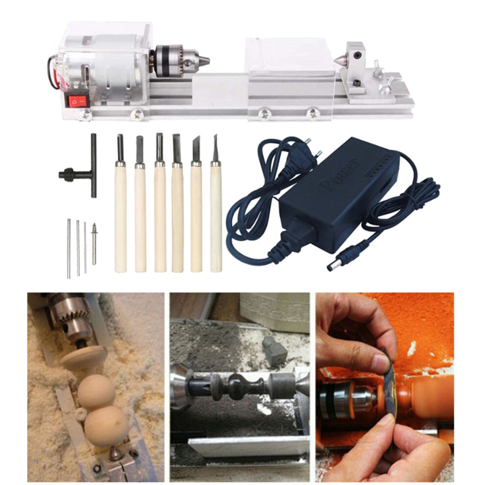 Mini Wood Lathe Machine DIY Woodworking Mini Lathe Beads Polisher Machine