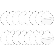 72Pcs Clear Round Acrylic Christmas Ornament DIY Blank Circle Bulb Xmas Bauble Tree Decoration Stockings Name Tag