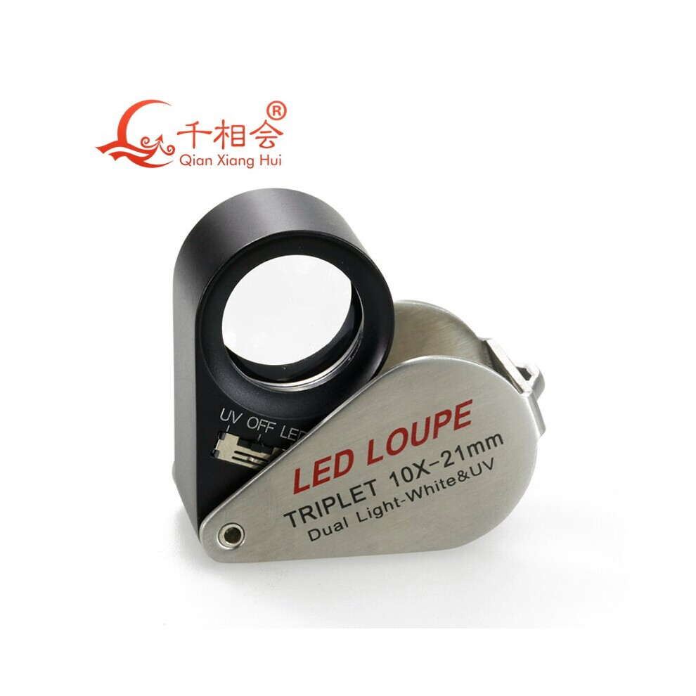 Handheld 10X 20x 30x Foldable Metal Magnifying Glass Ring LED add UV Illuminated Lamps Jewelry Magnifier Loupe