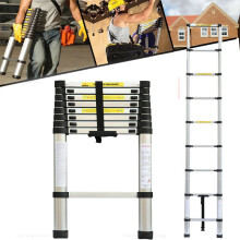 Telescopic Ladder Max Extension Height 2.6M/8.5FT Lightweight Heavy Duty 150kg Capacity Multi Purpose Portable 9 Step Ladder