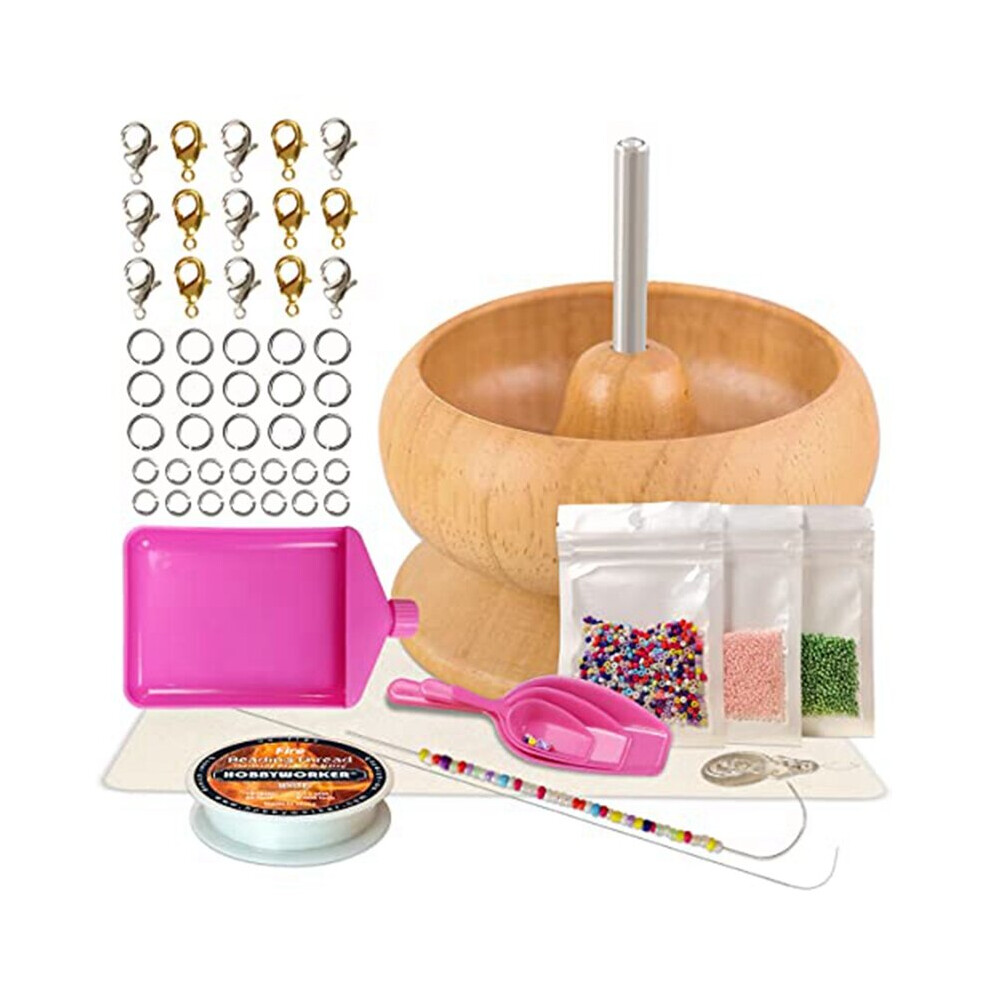 Bead Spinner With Tray,Bead Mat,Jewelry Needles Open Jump Rings And Bead Scoop Set For DIY Bracelet Jewelry Making Kit