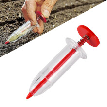 (Red) Syringe Seeder Mini Seed Sowing Dispenser Garden Precision Seeding Fertilizing Planter Manual Sower Flower Bed Gardening Tool