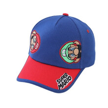 (Blue) Super Mario Kid Cotton Baseball Cap Embroidery Pattern Travel Sunshade Sun Hat