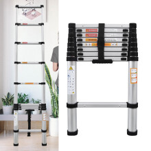 Extendable Aluminium Ladder 2.6M/8.5Feet Telescopic Extending Portable 9 Steps Loft Home Garden Multi Purpose Ladder for DIY