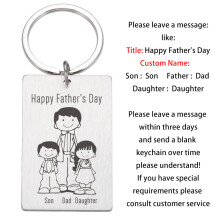 Happy Father?s Keychains Stainless Steel Product Personalized Laser Engraving Gift For Dad Car Accessories