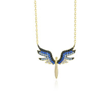 925 Sterling Silver Light Angel Wings Clavicle Chain Necklace Pendant Niche zircon Angel Neckalce Jewelry