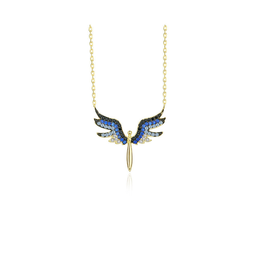 925 Sterling Silver Light Angel Wings Clavicle Chain Necklace Pendant Niche Zircon Angel Neckalce Jewelry Multicoloured