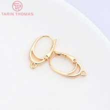 (4770)6PCS 10.5x19.5MM Hole 1.5MM 24K Brass Earring Hoop Earring Clasp High DIY Jewelry Making Accessories
