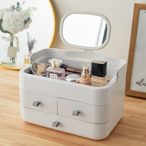 Living And Home Large Makeup Organizer with Mirror and Drawers 1