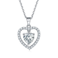 S925 Sterling Silver Ladies Heart Pendant Necklace European and American Ladies Holiday
