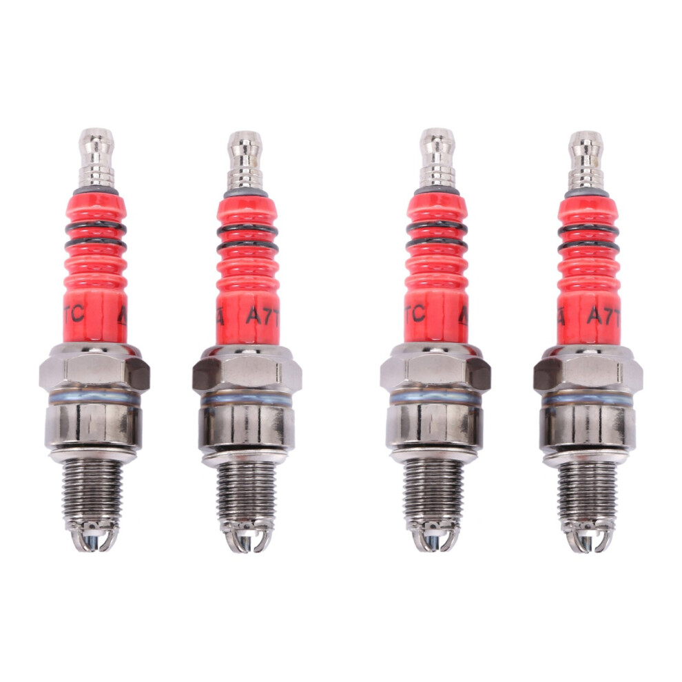 Pack Of 4 Racing 3 Electrode Spark Plug A7tc For 50Cc 110Cc 125Cc 150Cc Atv Scooter Dirt Bike Go Kart 4762103387605