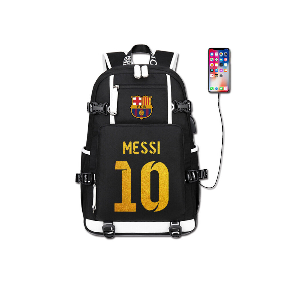 (D) Football Star Schoolbag Lionel Messi Ronaldo Neymar Large Capacity Backpack