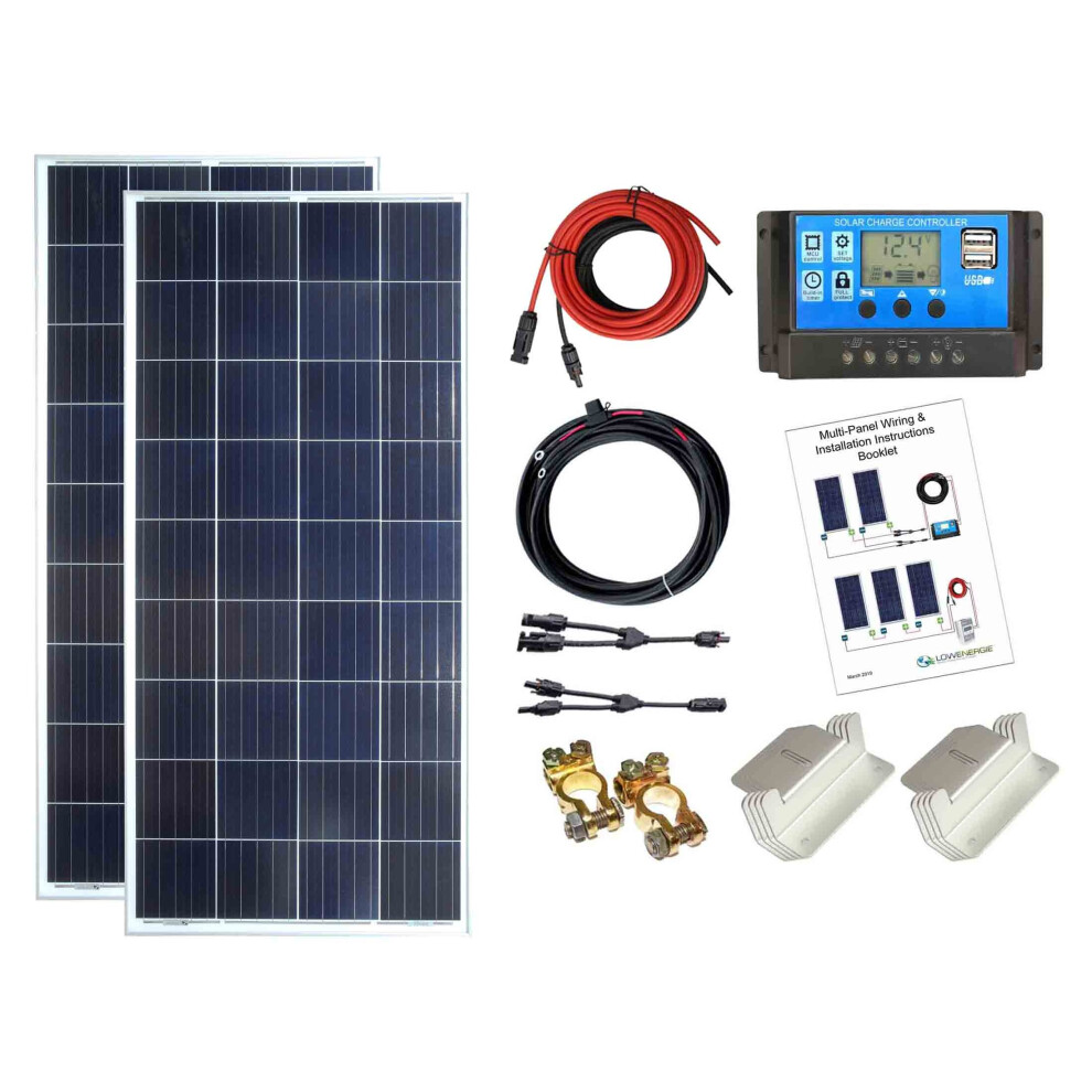 300w (2 x 150w) Solar Panel Kit 4 with PWM controller