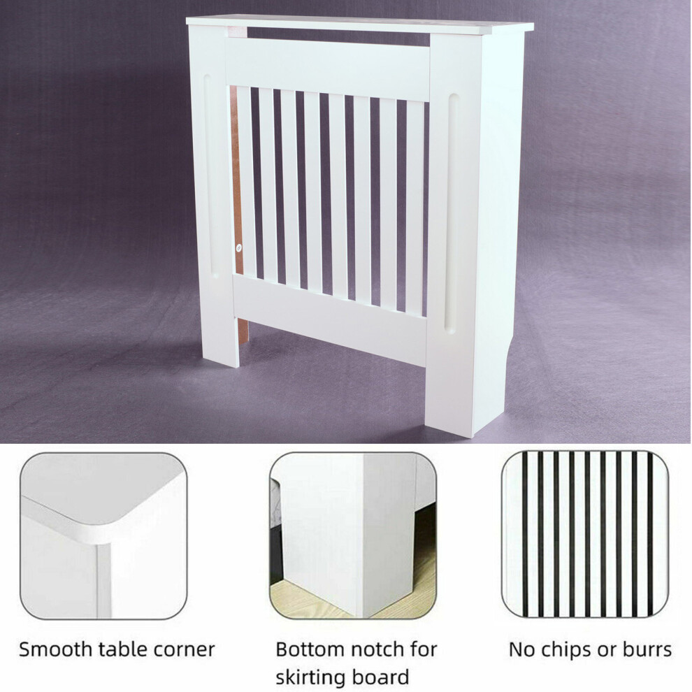 (L:82x152x19cm) Radiator Cover Cabinet Slat Grill Modern Design Decoration Home Vertical Bar Style MDF Wood White Painted Easy Assemble Freestanding-image-OPC-PBS27KP-NEW