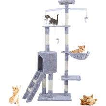 Cat Tree  Cat Scratch Posts Multi-Level Stable Cat 145cm Climbing Tower Cat Activity Trees with Ladder, Indoor Pet Activity Furniture