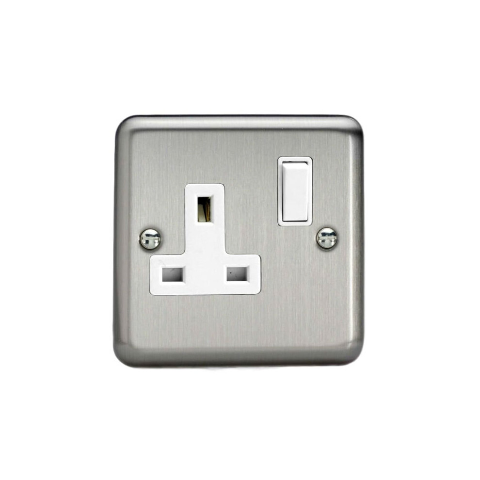 Varilight Xs4w 1 Gang Switched Socket Dp 13 Amp Matt Chrome (White Inserts) 5021575830323