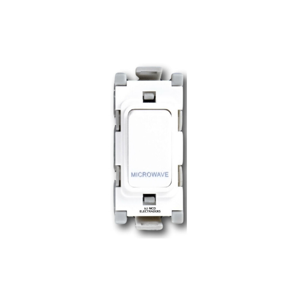 Deta G3561 Grid Switch 20 Amp Double Pole Marked 'Microwave' (White) 5016211135610