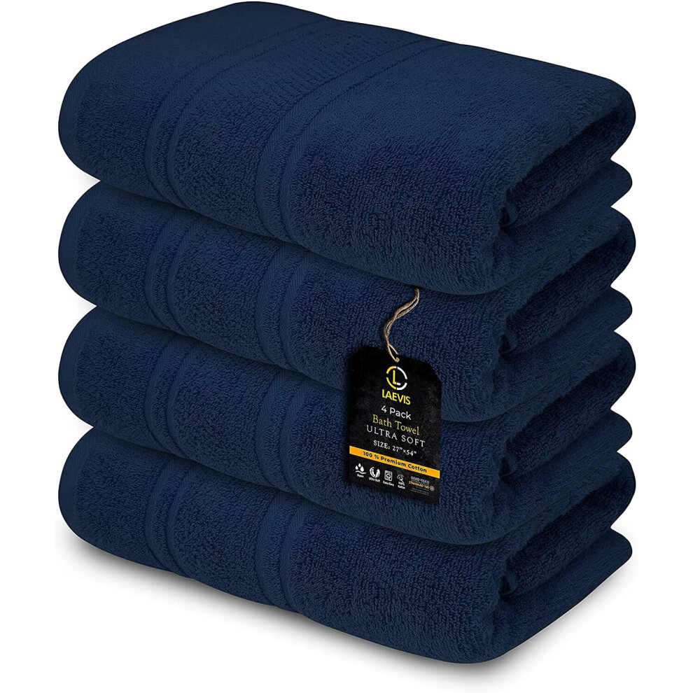 (Blue) 4 x Large Jumbo Bath Sheet Towels 100% Egyptian Cotton Bath Sheets Big Towels