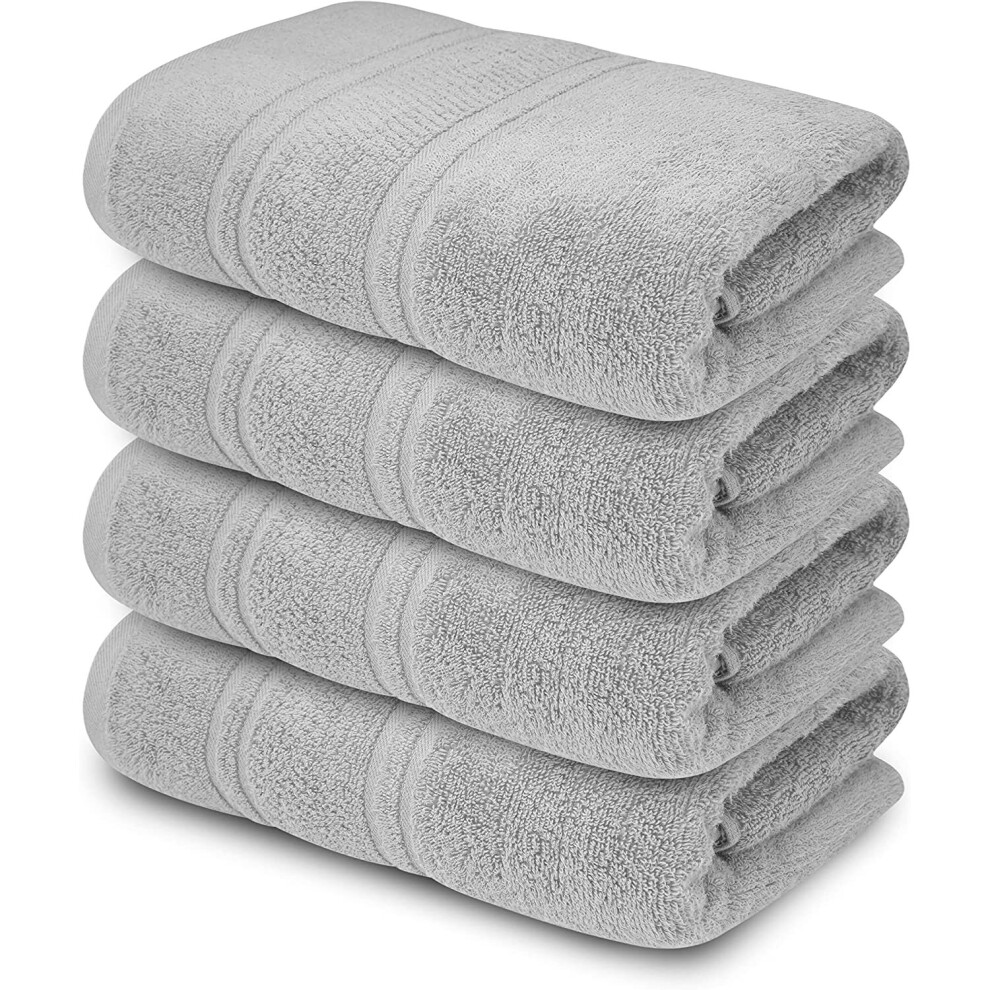 (Silver) 4 x Large Jumbo Bath Sheet Towels 100% Egyptian Cotton Bath Sheets Big Towels