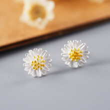 Skutočné 100% 925 striebro Daisy Stud náušnice pre ženy Dievčatá sterling-silver-jewelry brincos brinco