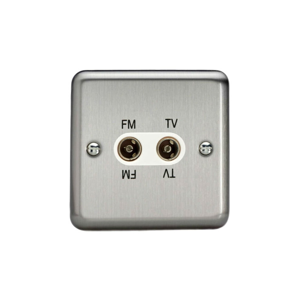 Varilight Tv/Fm/Satellite Triplexer Socket Matt Chrome (White Inserts) 5021575830743