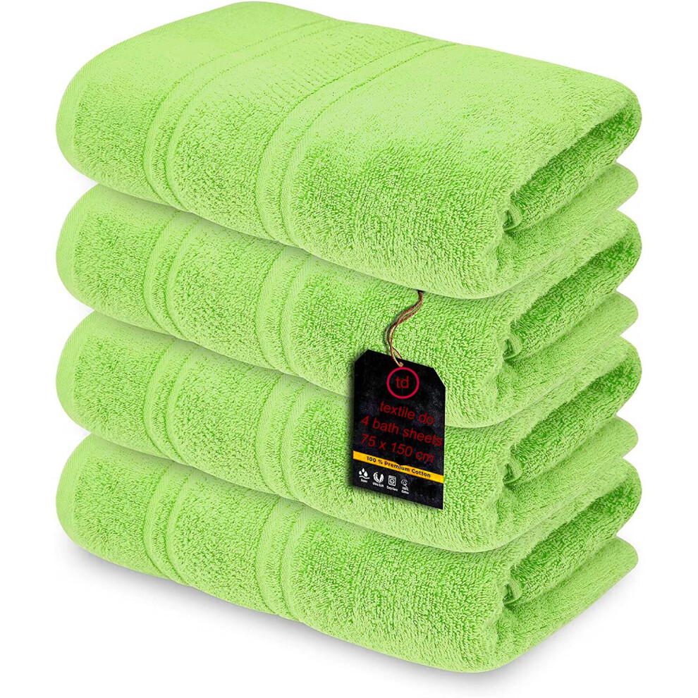 (Lime Green) 4 x Large Jumbo Bath Sheet Towels 100% Egyptian Cotton Bath Sheets Big Towels