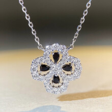 100% 925 sterling silver zircon carbon diamond four leaf clover pendant necklace boutique jewelry