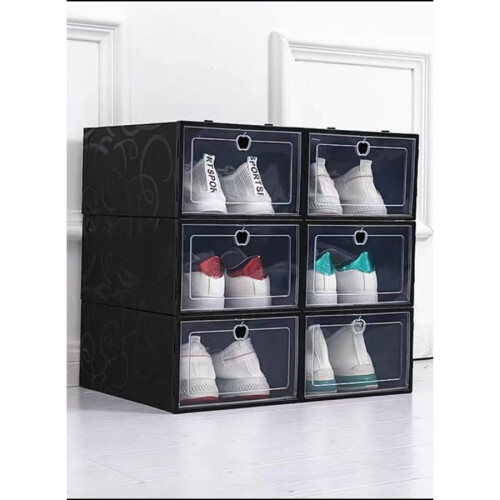 HomarKet 6 Pack Shoe Storage Box, Clear Plastic Stackable Shoe Organizer  for Closet, Space Saving Foldable Shoe Sneaker Containers Bins Holders on  OnBuy