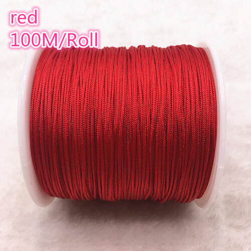 100M/Roll 0.8mm RED Nylon Cord Thread Chinese Knot Macrame Cord Bracelet Braided String DIY Beading Thread #00A 1