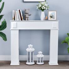 (White) Wooden Fireplace Surround Storage Cabinet Unit