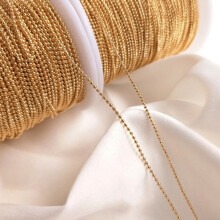 1 Meter 1.0 1.2 1.5 2.0mm 14K Real Plated Metal Ball Bead Chains Extension Bead Chain For DIY Jewelry Making Accessories