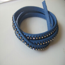 7x2mm Flat Inlay Rhinestone Leather Cord 7mm Flat Leather Cord Navy Grey Pink Brown Purple Choose