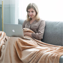 (Beige, King: 200 cm x 240 cm) Solid 310 GSM Fleece Blanket Warm Thick Soft Fluffy Bed Mink Sofa Throw