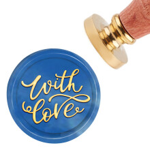 1PC Wax Seal Stamp With Love Vintage Wedding 30mm Removable Brass Head Sealing Stamp with Wooden Handle for Invitations