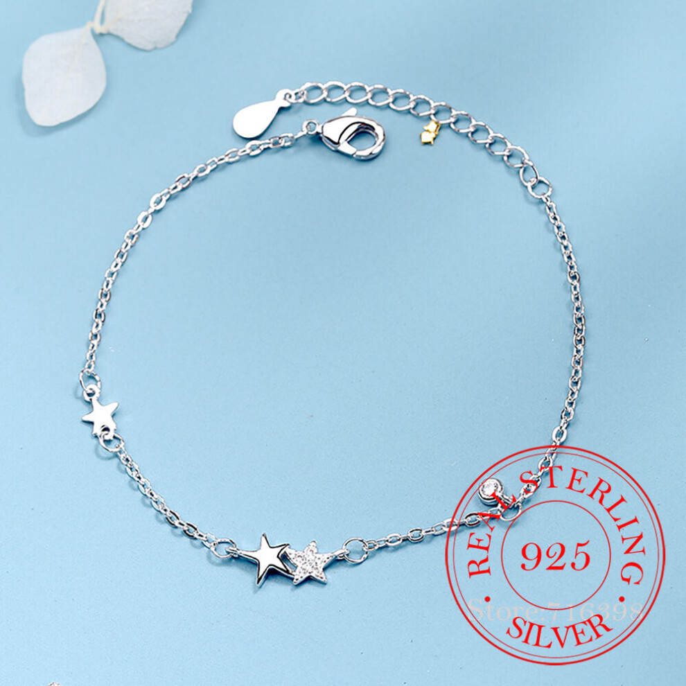925 Sterling Silver Crystal Star Bracelet For Women Charm Bracelet &Bangle Jewelry Birthday Party Gift-image-OPC-PBS2P79-NEW