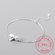 925 Sterling Silver Leaf Charm Bracelets & Bangle For Women Birthday Gift Femme Jewelry Pearl Bracelet