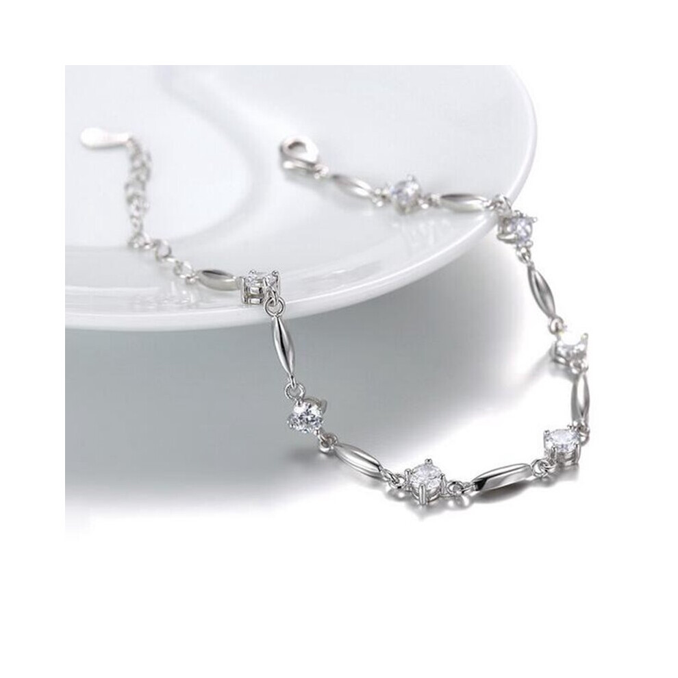 Romantic Lovely Woman Girl Wedding Gift Flower Faery Zircon 925 Sterling Silver Bracelet Bangle SZ112-image-OPC-PBS2PDB-NEW