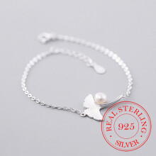 925 Sterling Silver Pearl Charm Bracelet For Women Leaves Bracelets & Bangles For Girls Wedding Gift Pulseira Feminina
