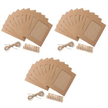 30 Pcs / Set Paper Photo DIY Wall Picture Hanging Frame Album Rope Clip Set Home Decor 3Inch Brown