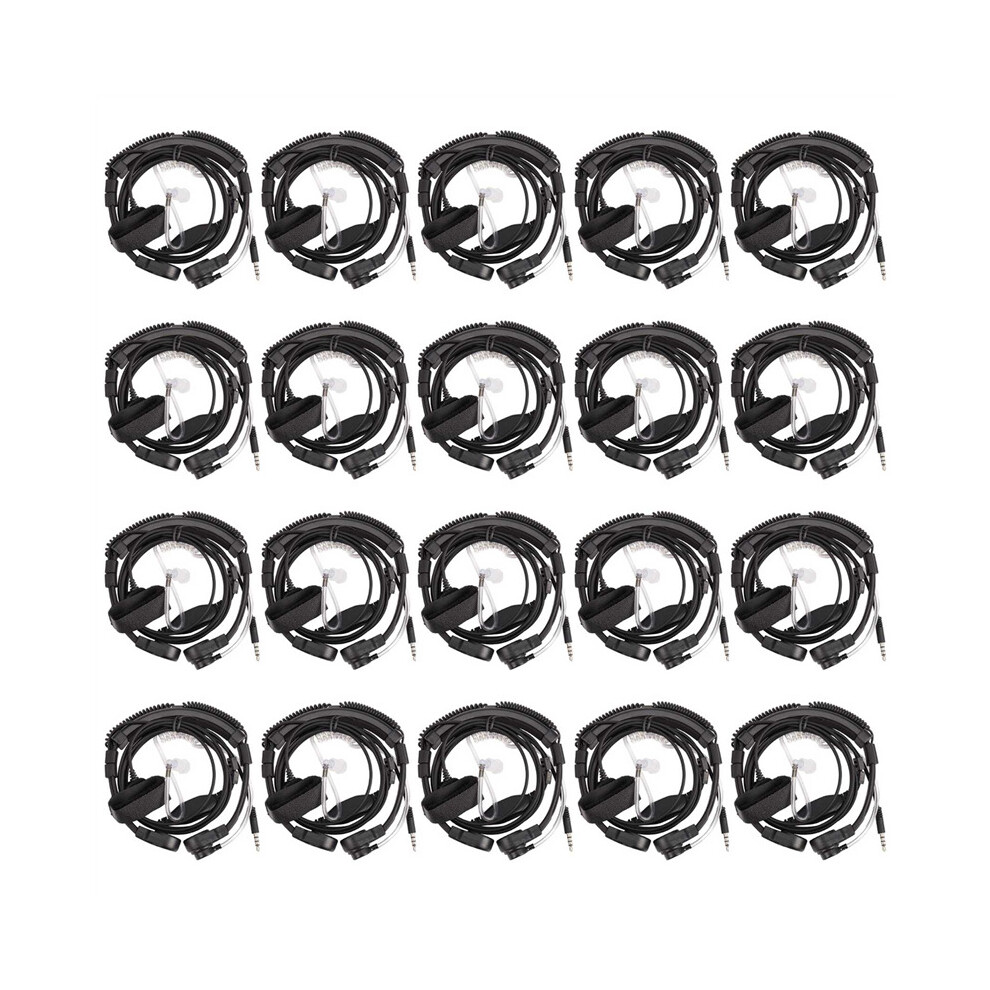 20Pcs 3.5Mm Adjustable Throat Mic Microphone Covert Acoustic Tube Earpiece Headset With Finger Ptt For Android 4762103383614
