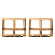 2X Foldable Recipe Book Stand,Wooden Frame Reading Bookshelf,Tablet Pc Support Stand